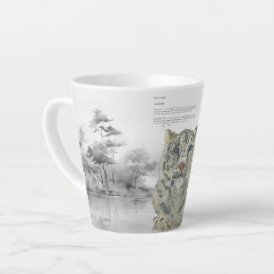 Caneca De Café Latte Leopardo-da-neve em perigo de extinção pintado à m