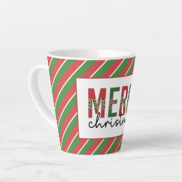 Caneca De Café Latte Leopardo do Natal Moderno Imprime Greve Verde Verm