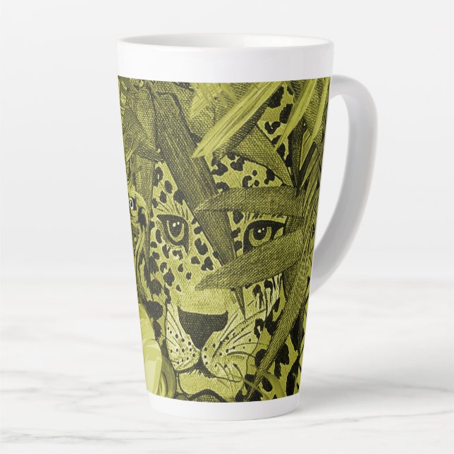 Caneca De Café Latte Leopardo Oliva  (Ângulo direito)