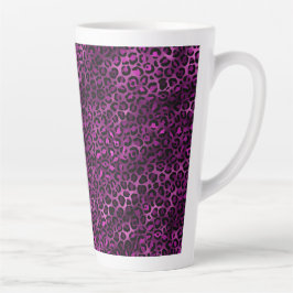 Caneca De Café Latte Leopardo roxo e Dourado Design 3
