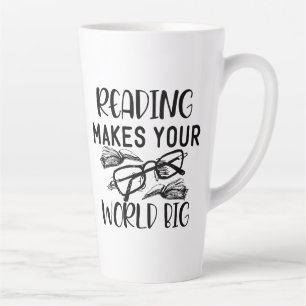 Caneca De Café Latte Ler torna o seu mundo grande, T-Shirt, dois-tons,