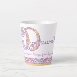 Caneca De Café Latte Letra Dawn D nome que significa monograma Latte Mu