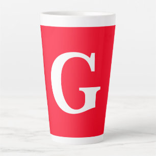 Caneca De Café Latte Letra inicial monograma branco branco simples