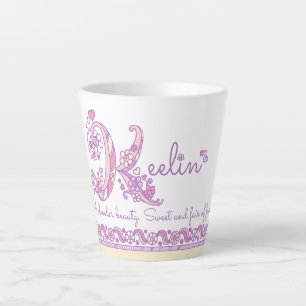Caneca De Café Latte Letra Keelin K nome que significa monograma Latte 
