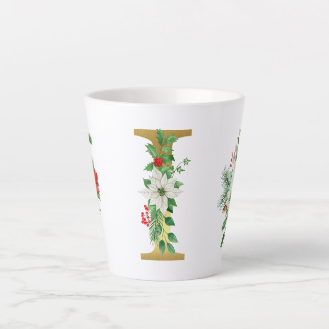 Caneca De Café Latte Letra Latte Mug Dourada Monograma (Frente)