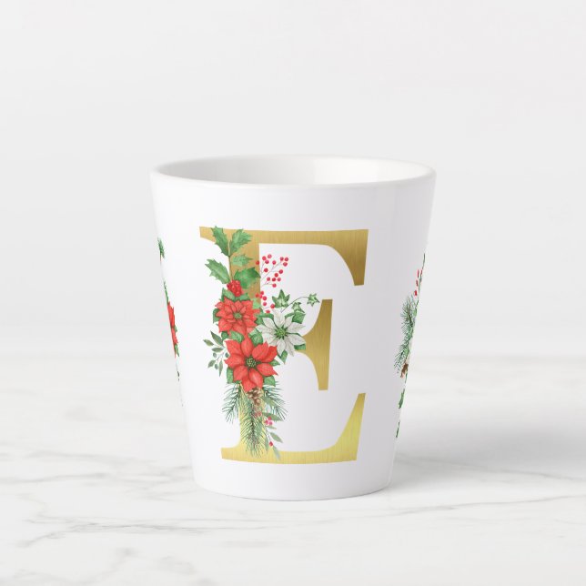 Caneca De Café Latte Letra Latte Mug Dourada Monograma (Frente)