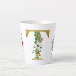Caneca De Café Latte Letra Latte Mug Dourada Monograma
