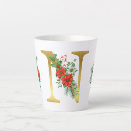 Caneca De Café Latte Letra Latte Mug Dourada Monograma