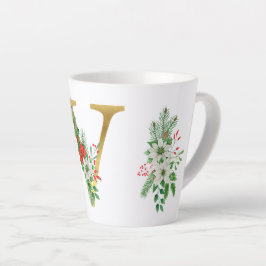 Caneca De Café Latte Letra Latte Mug Dourada Monograma