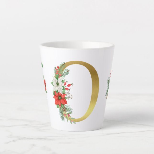 Caneca De Café Latte Letra Latte Mug Dourada Monograma (Frente)