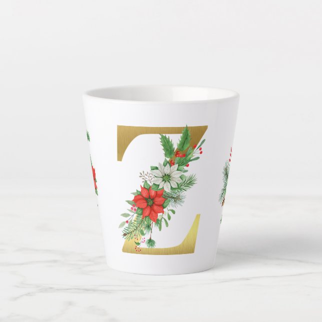 Caneca De Café Latte Letra Monogramas Latte Mug - Dourada (Frente)