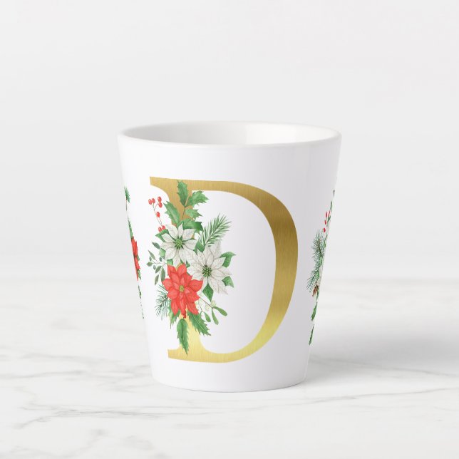 Caneca De Café Latte Letra Monogramas Latte Mug - Dourada (Frente)