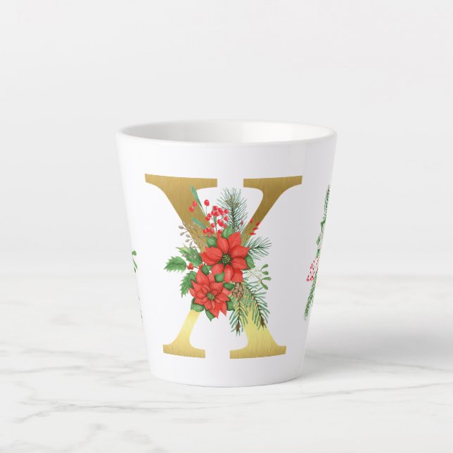Caneca De Café Latte Letra Monogramas Latte Mug - Dourada (Frente)