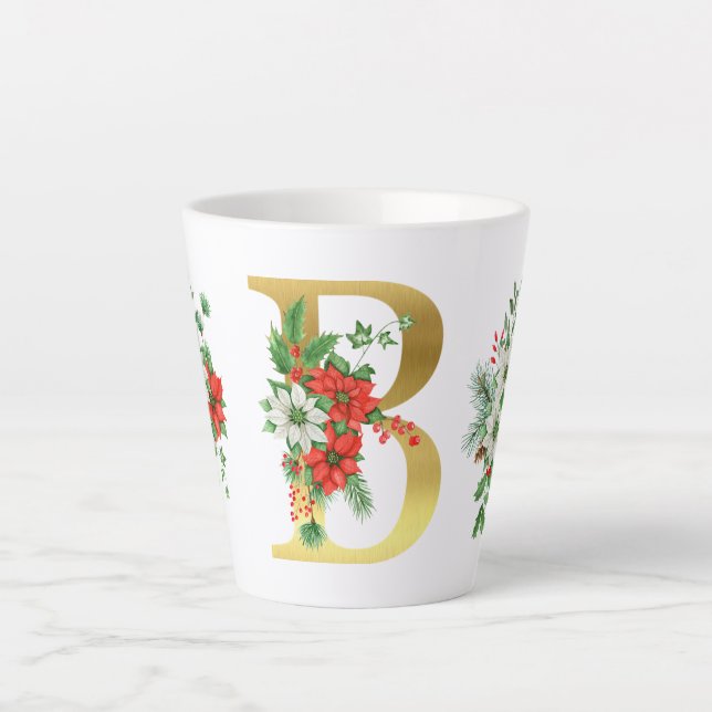 Caneca De Café Latte Letra Monogramas Latte Mug - Dourada (Frente)