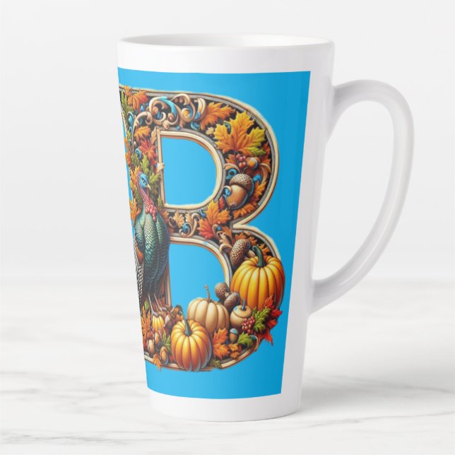 Caneca De Café Latte Letter B in Thanksgiving style (Direita)