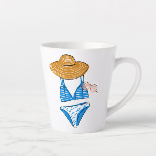 Caneca De Café Latte Levante o Sol - Traje de banho azul 2