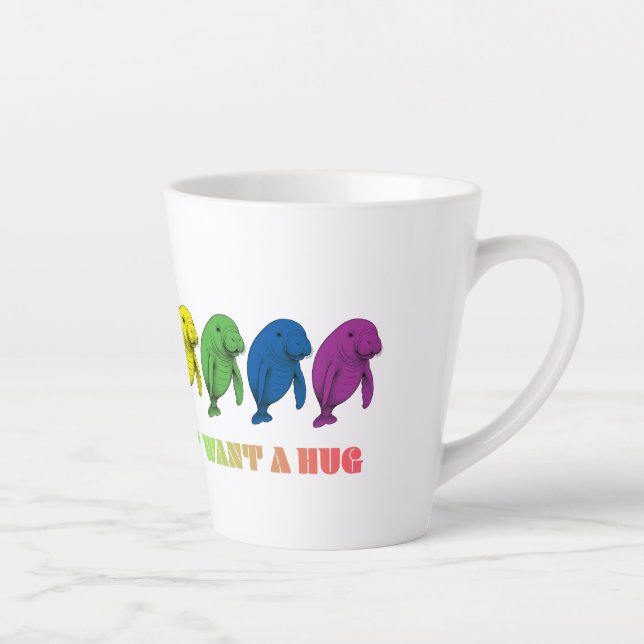 Caneca De Café Latte LGBTQIA+ Manatees só quer um abraço (Direita)
