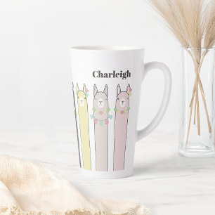 Caneca De Café Latte Lhamas Coloridas Retro Fofas Personalizadas