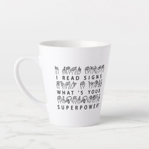 Caneca De Café Latte Li Sinais Qual é a sua linguagem de sinais de supe