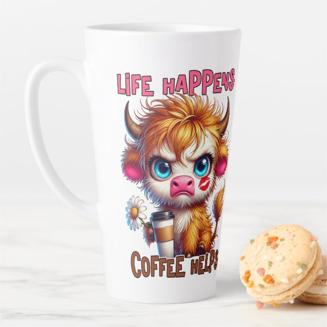 Caneca De Café Latte Life Happens Coffee Helps  (In Situ)