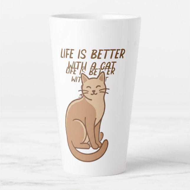 Caneca De Café Latte Life Is Better With a Cat – Cute Cat Lover Design (Frente)