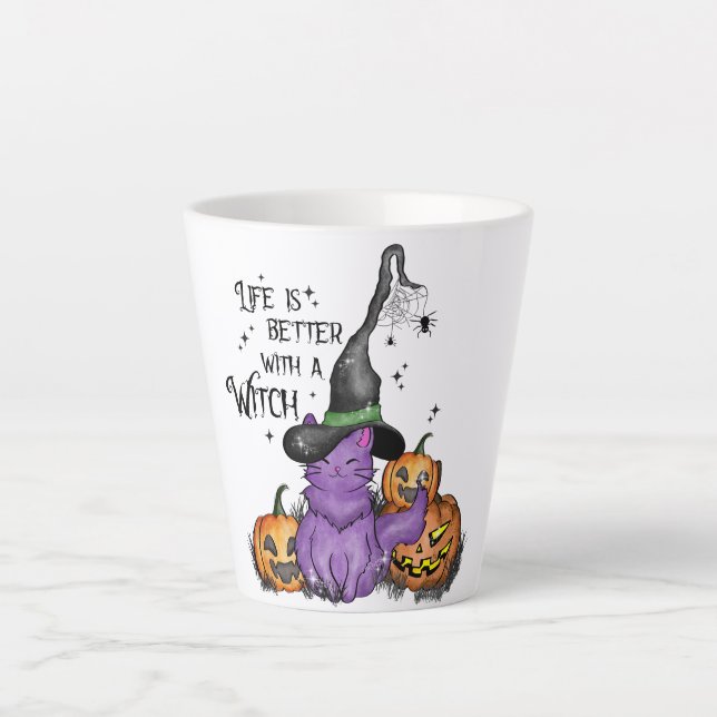 Caneca De Café Latte Life Is Better With A Witch (Frente)