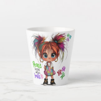 Caneca De Café Latte Lil Quirky Girl Smile Latte Mug