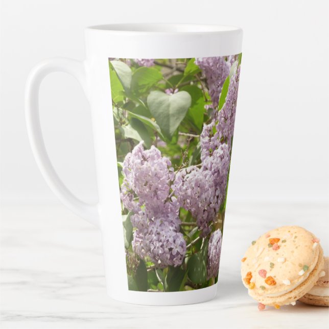 Caneca De Café Latte Lilac Bush Lindas Flores de primavera Roxas (In Situ)