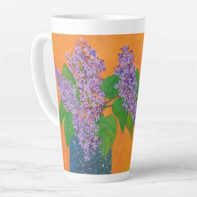 Caneca De Café Latte Lilacs (Ângulo esquerdo)