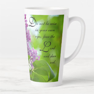 Caneca De Café Latte Lilacs Proverbs 3:7 Latte Mug