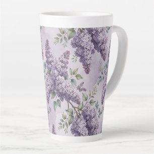 Caneca De Café Latte Lilases Flores de Lilás Verde Salvia Lavanda Empoe