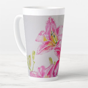 Caneca De Café Latte Lilium Floral Lilium, Flor, Rosa, Aquarela, Arco