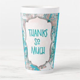 Caneca De Café Latte Lilly Blue Obrigado - Apreciação Floral Moderna