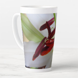 Caneca De Café Latte Lily Branca, flor.Lata