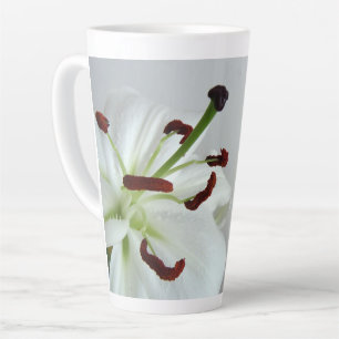 Caneca De Café Latte Lily Branca, flor.Lata