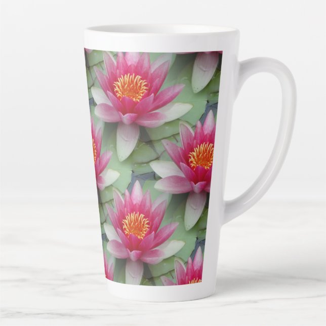 Caneca De Café Latte Lily de Água do Lotus Rosa (Direita)