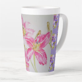 Caneca De Café Latte Lily Lillies floral Latte Mug, Rosa Pintado,