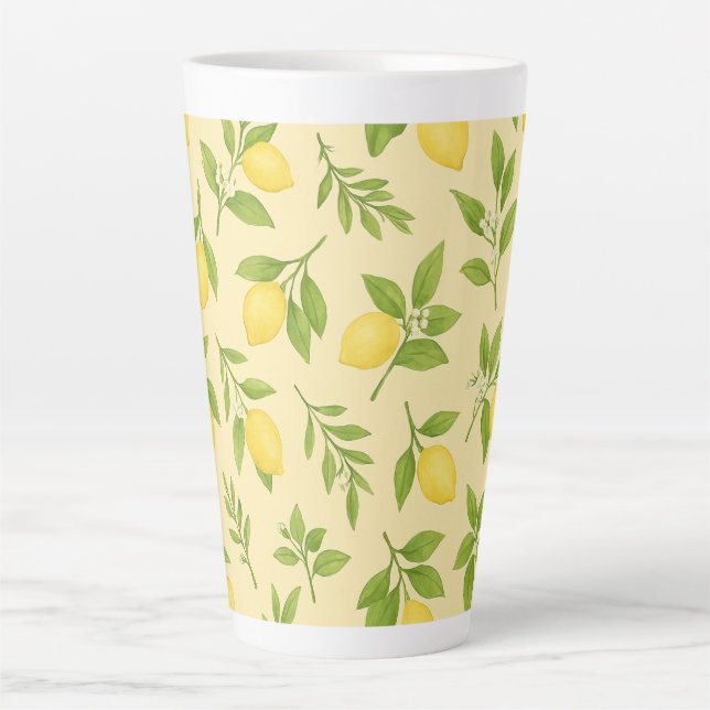 Caneca De Café Latte Limão Botânico Grande (Frente)