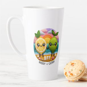 Caneca De Café Latte Limão de Cotação BFF e Caracteres de Limão Cóteos