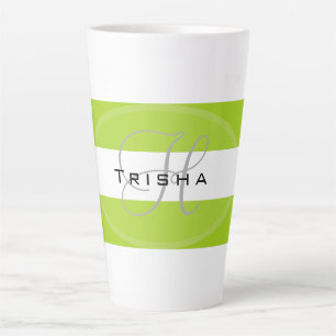 Caneca De Café Latte Limão Stripe Mug com seu nome HAMbyWG - Limão