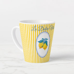 Caneca De Café Latte Limões Amarelos de Amalfi Estilo Mediterrâneo