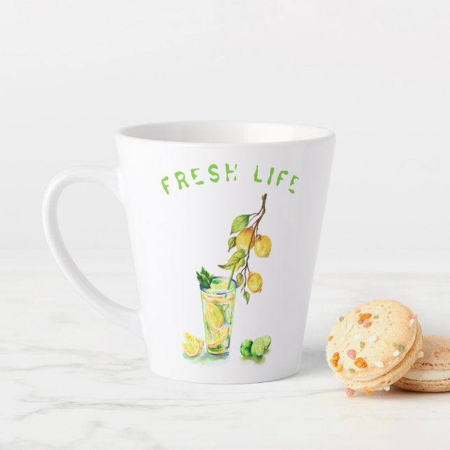 Caneca De Café Latte Limon Drink Latte Mug - Texto Personalizado (In Situ)