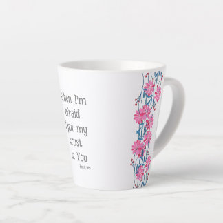 Caneca De Café Latte Linda Bíblia Cristã Verse Psalm 56:3 Floral