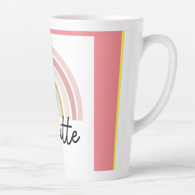 Caneca De Café Latte Linda Brigitte com o Rainbow rosa Latte Mug. (Direita)