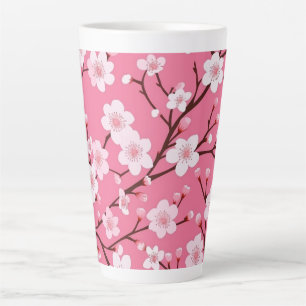 Caneca De Café Latte Linda cereja floresce