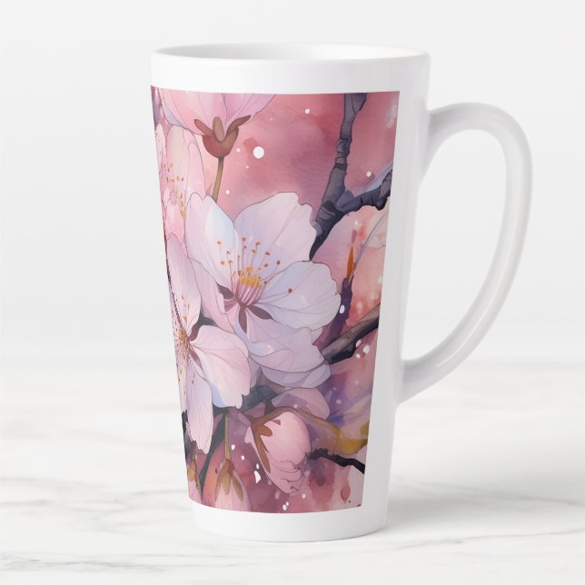 Caneca De Café Latte Linda Flor Latte Mug (Direita)