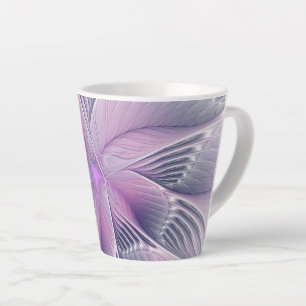 Caneca De Café Latte Linda Flor Rosa Arte Fractal Abstrato Moderno