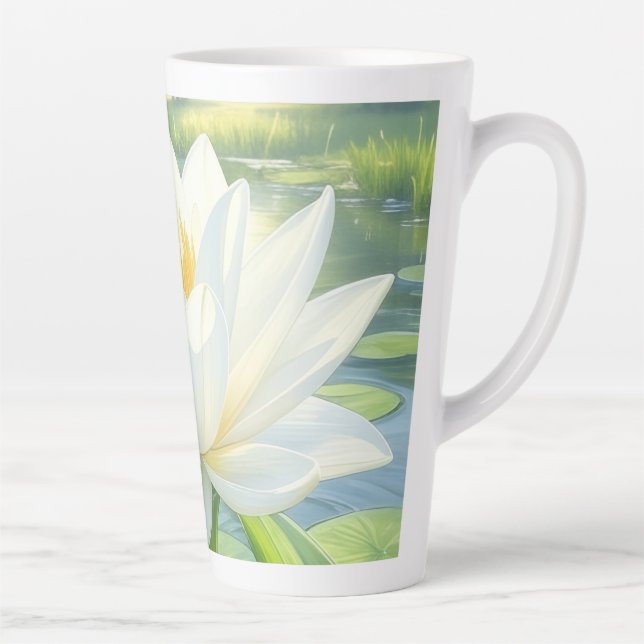 Caneca De Café Latte Linda Lily Flower Latte Mug (Direita)