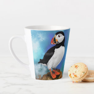 Caneca De Café Latte Linda Pássaro Puffin do Atlântico - Pintura