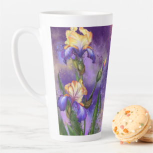 Caneca De Café Latte Linda pintura de arte roxa com flor gigante  